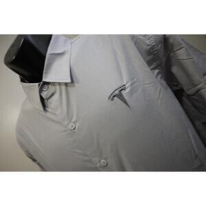 Tesla Dress Shirt Stretch Fit Gray Long Sleeve Casual Button Up Mens Size Large